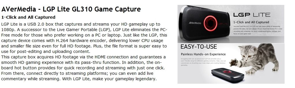 Avermedia Live Gamer Portable Lgp Lite Gl Game Capture For Ps